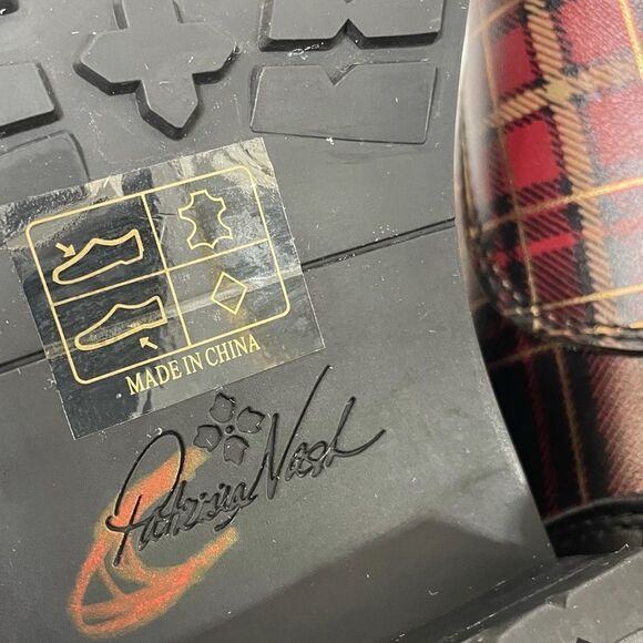 Patricia Nash Lia Cold Weather Booties Black and Red Plaid with Shearling Cuffs - Picture 14 of 15